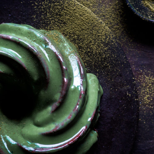 Chocolate and Matcha Mirror Glaze Cake