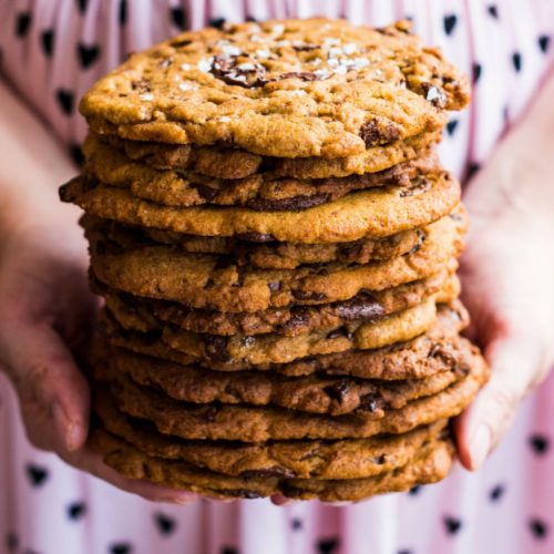 Giant Salted Tahini Chocolate Chip Cookies