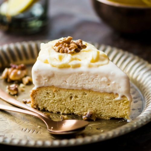 Lemon and Walnut Infused Ice Cream Cake