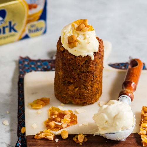 Carrot Cake Bunny Chow with Cream Cheese Ice Cream