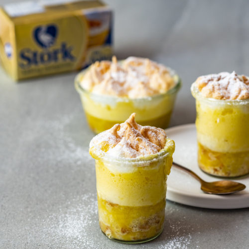 Baked Lemon Meringue Sago Puddings