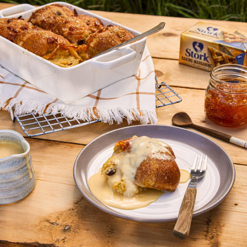Hot Cross Bread and Butter Pudding