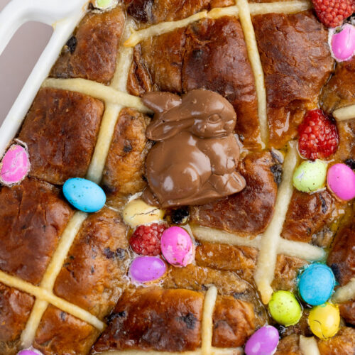 Hot Cross Bun Bread Pudding